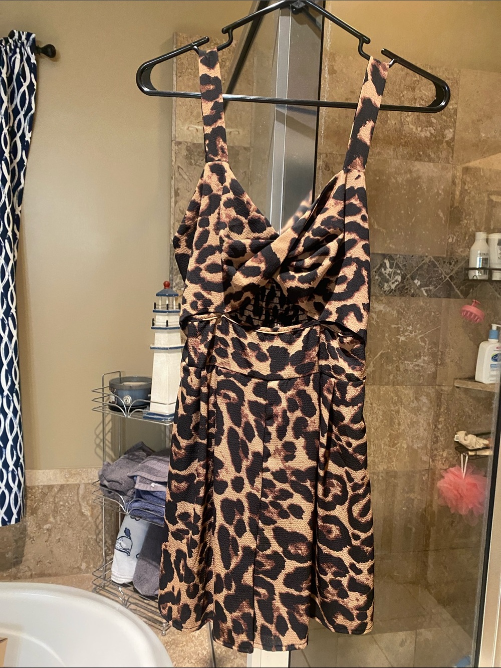 Leopard Print A-Line Dress - Brown/Black